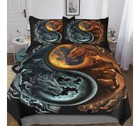 PAZZK Dragon 3D Printed Duvet Cover Set with Pillowcase Soft Microfiber Bedding Set Comforter Cover for Adults Teenager Kids 2PCs with Zipper Closure Quilt Covers Single (135x200cm)