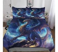 PAZZK Dragon 3D Printed Duvet Cover Set with Pillowcases Quilt Covers Soft Brushed Microfiber Bedding For Boys, Girls And Teenagers Poly Cotton Comforter Cover Double (200x200cm)