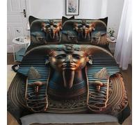PAZZK Egyptian Pharaoh Bedding Set Duvet Cover with Pillowcase Soft Microfiber Quilt Cover 3D Print Design Comforter Cover 2 Pieces For Boys, Girls And Teenagers King (220x240cm)