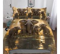 PAZZK Elephants 3D Duvet Cover Bedding Set with Pillowcases Cosy Super Soft Bed Linen Quilt Cover 3 Pcs for Kids, Youth And Adult Brushed Microfiber Comforter Cover King (220x240cm)