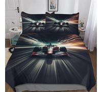 PAZZK F1 Racing Duvet Cover 3PCs, 3D Bedding Sets with Zipper Closure, Microfiber Polyester Quilt Cover with Pillowcase, For Adult Girls Boys Cotton Comforter Cover Double (200x200cm)
