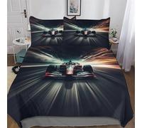 PAZZK F1 Racing Printed Duvet Cover Set 3 Pcs with Pillowcases - Ultra Soft Hypoallergenic Microfiber Quilt Cover Bedding Sets for Kids, Youth And Adult Comforter Cover King (220x240cm)