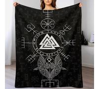 PAZZK Fleece Blanket Viking Myth Throw for Sofa & Bed, Plush Cozy Fuzzy Blanket, Super Soft And Warm Fluffy Blanket for All Seasons,（100×130cm）