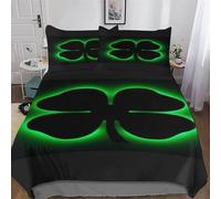 PAZZK Four Leaf Clover Quilt Cover Super-Soft Bedding Set Polycotton Comforter Cover Comfortable & Durable Printed Duvet Cover Sets with Pillowcases for Adults Teenager Kids Single (135x200cm)