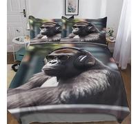PAZZK Gorilla 3D Duvet Cover Microfiber Hotel Bedding Set Quilt Covers with Pillowcases Super Soft Comforter Cover with Zipper Closure For Boys, Girls And Teenagers Double (200x200cm)