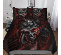 PAZZK Gothic, Skeleton 3D Duvet Cover Set Microfiber Bedding Set Quilt Cover 2 Pieces with Zipper Closure And Pillowcases For Boys, Girls And Teenagers Comforter Cover Double (200x200cm)