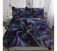 PAZZK Gothic, Skeleton 3D Pattern Duvet Cover Bedding Set Soft Microfiber Quilt Covers 3 PCs with Pillowcase with Zipper Closure For Boys, Girls And Teenagers Comforter Cover Double (200x200cm)