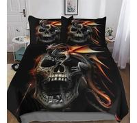 PAZZK Gothic, Skeleton Duvet Cover Microfiber Bedding Set 3pcs, 3D Quilt Cover&Pillowcase, With Zipper Closure, Soft Comforter Cover for Men Woman Kids Double (200x200cm)