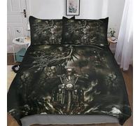 PAZZK Gothic Skull 3D Printed Duvet Cover Set Microfibre Soft Quilt Covers Easy Care Quality Comforter Cover Bedding Sets with Pillowcase for Teen Adult Kids King (220x240cm)