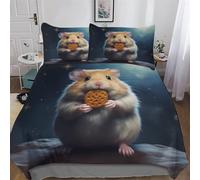 PAZZK Hamster Duvet Covers Bedding Sets, with Zipper Closure Comforter Cover 3 Pcs Easy Care And Super Soft Poly Cotton Quilt Cover with Pillowcases for Adults Kids Double (200x200cm)