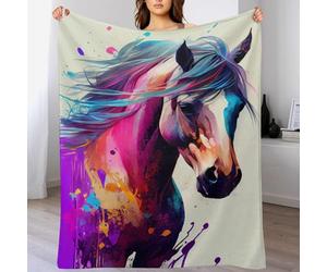 PAZZK Horse Blanket Ultra-soft Micro Fleece Blanket Soft And Warm Digitally Printed Blanket Blanket Anti-pilling Throw Blanket For Adults & Kids（100×130cm）