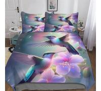 PAZZK Hummingbird Bedding Set Duvet Cover Set 3D Comforter Cover 3 Pieces Bedspread Cover For Kids Teens Microfiber Easy Care And Super Soft Poly Cotton Quilt Cover Double (200x200cm)