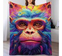 PAZZK Monkey Fluffy Soft Throw - Flannel Throw-Anti-pilling Blanket Throws - Bed Throw Blankets - Versatile Blanket Home Decor for Bed Sofa Travel（150×200cm）