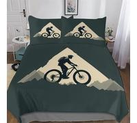PAZZK Mountain Bike Duvet Cover Microfiber Bedding Set 3pcs, 3D Quilt Cover&Pillowcase, With Zipper Closure, Soft Comforter Cover for Men Woman Kids Double (200x200cm)