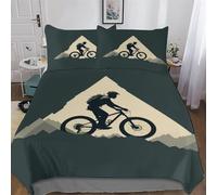 PAZZK Mountain Bike Soft Microfiber Duvet Cover with Pillowcases Wrinkle Free Comforter Cover Zipper Closure Cover Polyester Quilt Covers for Adults Teenager Kids Bedding Single (135x200cm)