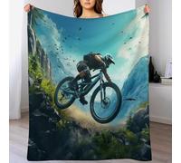 PAZZK Mountain Bike Throw Blanket, Super Soft Warm Throw Blanket for Couch, Sofa, Chair, Bed - Extra Cozy, Machine Washable, Comfortable Home Decor,（130×180cm）
