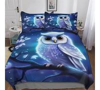 PAZZK Owl Printed Duvet Cover Set for Boys Girls Kids Teens Bedding Comforter Cover with Zipper Ultra Soft Microfiber Bedspread Quilt Covers with Pillowcase Single (135x200cm)
