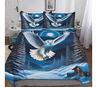 PAZZK Owl Printed Duvet Cover Set for Boys Girls Kids Teens Bedding Comforter Cover with Zipper Ultra Soft Microfiber Bedspread Quilt Covers with Pillowcase King (220x240cm)