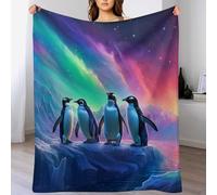 PAZZK Penguin Blanket Throw Collection - Flannel Sofa Versatile Blanket Gift Fluffy Soft Throw for Bed And Couch Travel For Kids Girls（100×130cm）