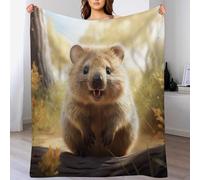PAZZK Quokka Blanket, 3D Printed Flannel Throw Blanket,Super Soft Cozy Fuzzy Warm Throws,for Nap Blanket, Couch And House Decor Gift Idea（150×200cm）
