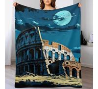 PAZZK Roman Colosseum Blanket Throw Bedspread Soft Fluffy Warm Light Flannel Fabric Design for Duvet Cover Quilt Rug | Perfect for Adults Or Children's Gifts（180×200cm）