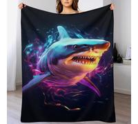 PAZZK Shark Blanket Warm Adult Super Soft Blanket Anti-pilling Machine Washable Throw Blanket For Adults & Kids 3D Print （130×150cm）