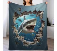 Shark Fleece Blanket Travel Nap Throws Plush Blanket Throw Fuzzy Super Soft Flannel Blankets For Couch, Bed, Sofa Warm And Cozy For All Seasons （180×200cm）