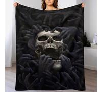 PAZZK Skull Fleece Throw Blanket, Lightweight Warm And Cozy Soft Microfiber Fluffy Flannel Blanket for Bed Sofa Couch Settees, Kids Adult Gift Travel（100×130cm）