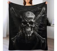 PAZZK Skull Pirate Super Soft Throw Blanket Throw for Sofa Couch Bed Fluffy Flannel Fleece Blanket Machine Washable Nap Blanket Bed Spread（100×130cm）