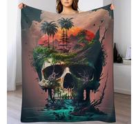 PAZZK Skull Throw Blanket, Warm Thick Soft All Season Fluffy Plush Couch Throw, Cozy Flannel Blanket Sofa Bed, Microfiber Anti-pilling Washable Bed Blanket,（100×130cm）
