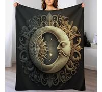 PAZZK Sun And Moon Throw Blanket for Home Decoration Soft Lightweight Blanket Breathable And Moisture Absorption for All Season for Couch/Bed,（150×200cm）