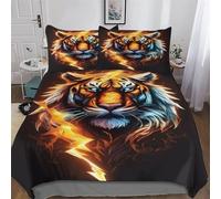 PAZZK Tiger 3D Duvet Cover Microfiber Hotel Bedding Set Quilt Covers with Pillowcases Super Soft Comforter Cover with Zipper Closure For Boys, Girls And Teenagers King (220x240cm)