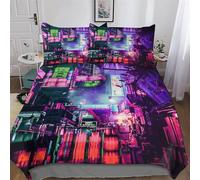 PAZZK Tokyo, Japan 3D Printed Duvet Cover Set with Pillowcase Soft Microfiber Bedding Set Comforter Cover for Adults Teenager Kids 3Pcs with Zipper Closure Quilt Covers King (220x240cm)