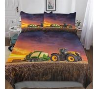 PAZZK Tractor 3D Printed Bedding Duvet Cover 3 Pcs Set for Kids Boys Teens Bedroom Quilt Cover Soft Microfiber Comforter Cover with Pillowcase Double (200x200cm)