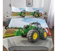 PAZZK Tractor Bedding Set Duvet Cover with Pillowcase Soft Microfiber Quilt Cover 3D Print Design Comforter Cover 2 Pieces For Boys, Girls And Teenagers Single (135x200cm)