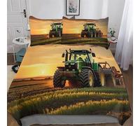 PAZZK Tractor Duvet Cover Set with Pillowcases Printed Bedding Set with Zipper Closure Comforter Cover 2 Pieces Hypoallergenic Soft Microfiber Quilt Cover Single (135x200cm)