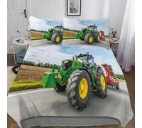 PAZZK Tractor Quilt Cover Super-Soft Bedding Set Polycotton Comforter Cover Comfortable & Durable Printed Duvet Cover Sets with Pillowcases for Adults Teenager Kids Double (200x200cm)