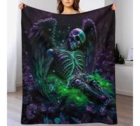 PAZZK Ultra Soft Fleece Skull Throw Plush Blanket Soft Fluffy Flannel Material - Home Decor Bed, Couch, Sofa Travel Nap Throws Blanket（100×130cm）