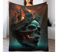 PAZZK Ultra Soft Fleece Skull Throw Plush Blanket Soft Fluffy Flannel Material - Home Decor Bed, Couch, Sofa Travel Nap Throws Blanket（150×200cm）