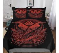 PAZZK Viking Myth Duvet Cover 3D Print Bedding Comforter Cover for Teens Boys And Girls Soft Brushed Microfiber Poly Cotton Quilt Cover 3-Piece with Pillowcase King (220x240cm)