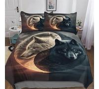 PAZZK Wolf Printed Duvet Cover Set for Boys Girls Kids Teens Bedding Comforter Cover with Zipper Ultra Soft Microfiber Bedspread Quilt Covers with Pillowcase Single (135x200cm)