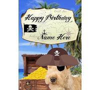 pb&fd97 Lakeland Terrier Dog Pirate Fun Cute Personalised Birthday card any occasion