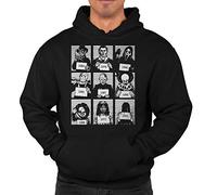 PB Horror Movie Characters Funny Mug Shots Unisex Hoodie Halloween Hooded Sweatshirt Adults & Kids Sizes Black