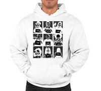 PB Horror Movie Characters Funny Mug Shots Unisex Hoodie Halloween Hooded Sweatshirt Adults & Kids Sizes White