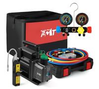 PB Motor Tech BMT PB Motor TECH 4.5CFM 1/3HP Vacuum Pump with 4-Way AC Manifold Gauge Set for R134a R22 R401a, with Leak Detector, R134a Puncture Can Tap and Other Accessories