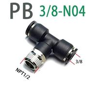 PB Pneumatic Quick Connector N1/8 "1/4" 3/8 "1/2" Thread Tee British Pipe 5/32 1/4 5/16 1/2 PU Hose 1Pcs(PB 3l8-N04(NPT1l2))