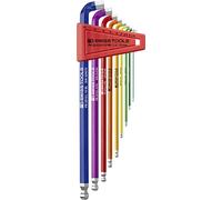 PB SWISS TOOLS 9-Piece Rainbow Allen Wrench Set, 1.5/2/2.5/3/4/5/6/8/10 mm with Short Pin Part, 100% Swiss Made