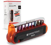 PB Swiss Tools Bicycle Multitool PB 470 | 100% Swiss Made | Multitool Tool with Bits, Angle Screwdriver, Adapter, Tyre Lever for Mountain Bike, Road Bike, Bicycle