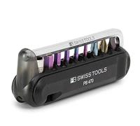 PB Swiss Tools Bike Multitool PB 470 | 100% Swiss Made | Pocket Tool with Bits, Allen Key, Steel Adapter, Tire Lever for Mountain and Road Bike, Bicycle, E-Bike (Black)