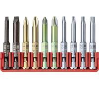 PB Swiss Tools BitBlock with 10 Cross Slot Pozidriv Torx Bits PB E6.702 | 100% Swiss Made | Handy Bit Set for Standard Applications in Industry and Crafts
